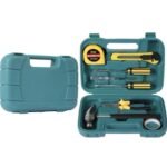 Kit Maleta Estojo Ferramentas 9 Peças Martelo Alicate Chave de Fenda Trena Portátil